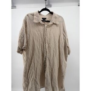 J. Ferrar Shirt, Button Linen Blend, Beige Beachy,‎ Casual Dress, Size 3XLT S183